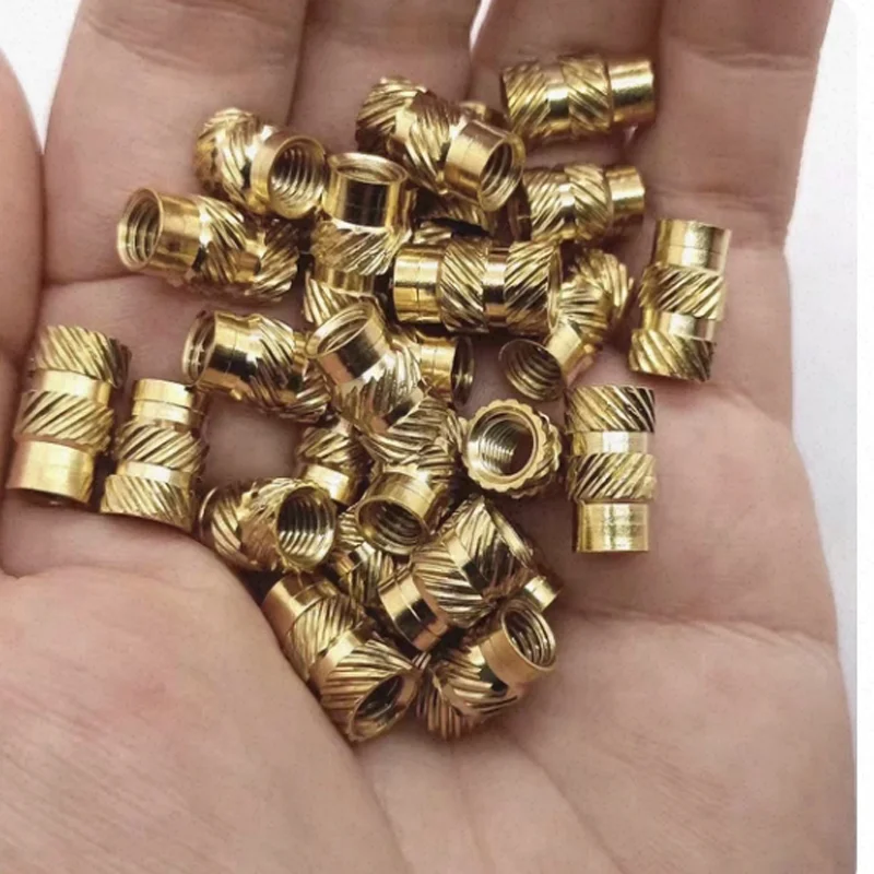 M2-M8 Knurled Brass Insert Nuts Hot Melt Heat Insertion Embedment Nuts for Injection Molding