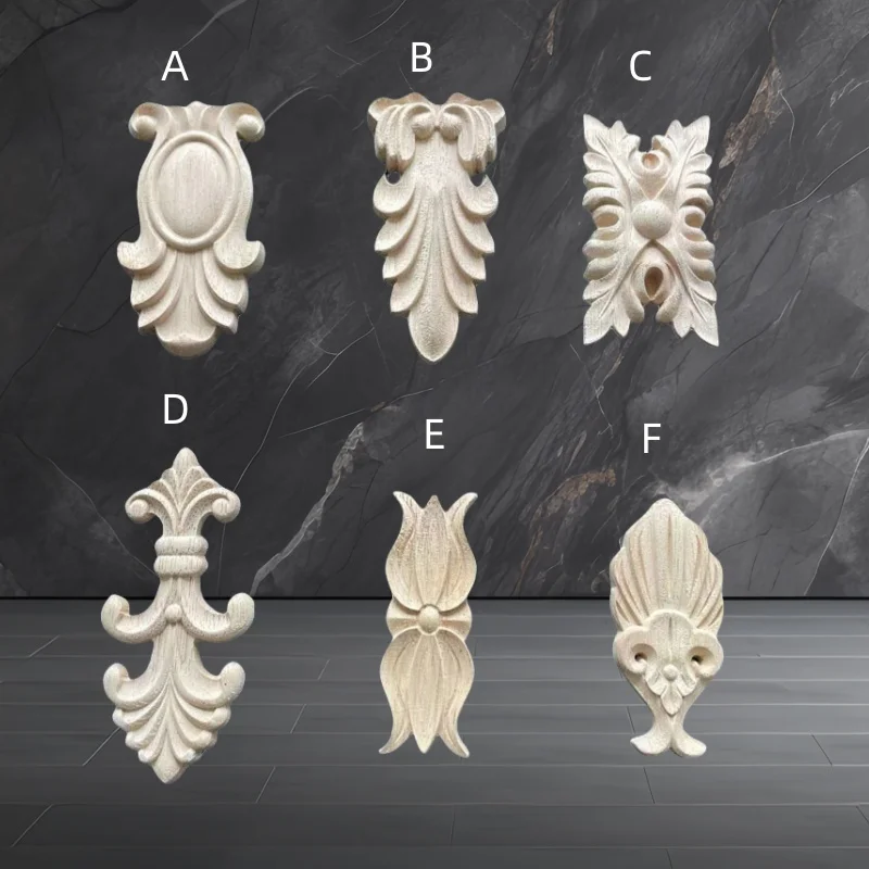 Flores decorativas para chimenea de madera maciza de estilo europeo y calcomanías talladas cuadradas, embellecedor de puerta de gabinete de muebles clásicos