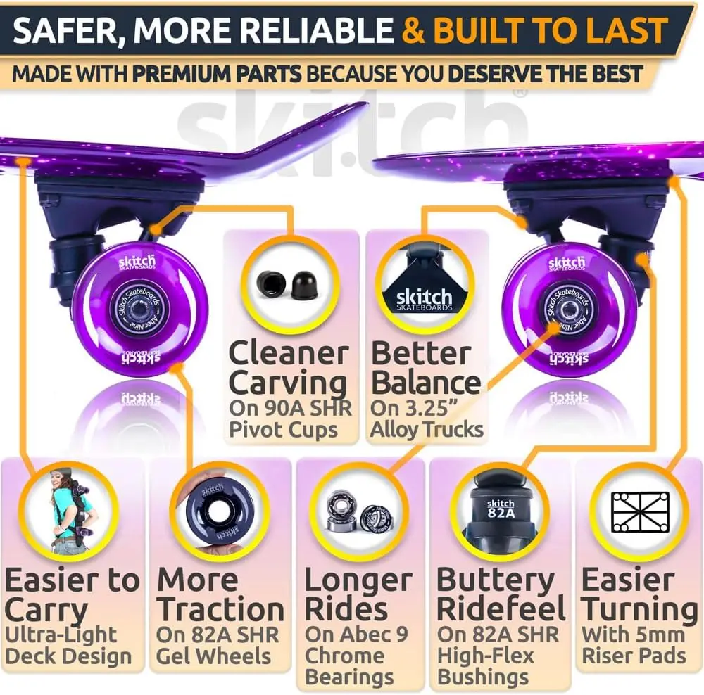 Complete Skateboard Set for Beginners & Pros with Cruiser Board, Backpack, Video Course & Tools