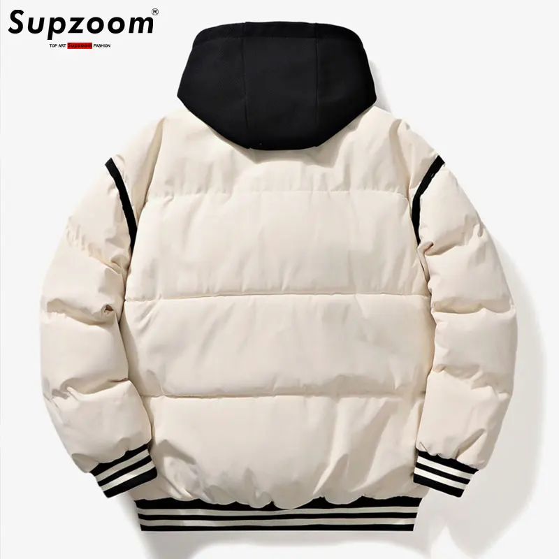 Supzoom New Arrival Casual Embroidery Mens Winter Trendy Fake Two-piece Hooded Bread Suit Couple Cotton-padded Jackets And Coats