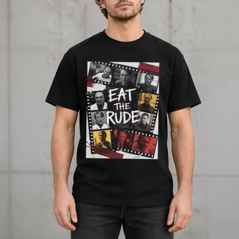 Hannibal Lecter Eat The Rude Graphic T-Shirt Horror TV Series Vintage Gothic Unisex Short Sleeve Tee 100%cotton Print Casual Top