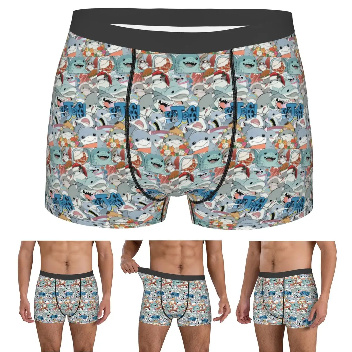 Boxer Underpants Shorts Cute Jeff The Land Shark Cartoon Panties Men Comfortable Underwear for Homme Man Boyfriend Gift