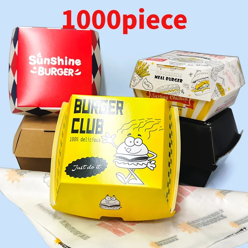 

10 00piece. custom. Custom logo sandwich popcorn hot dog paper bag fried chicken lunch box hamburger burger box printing fast fo