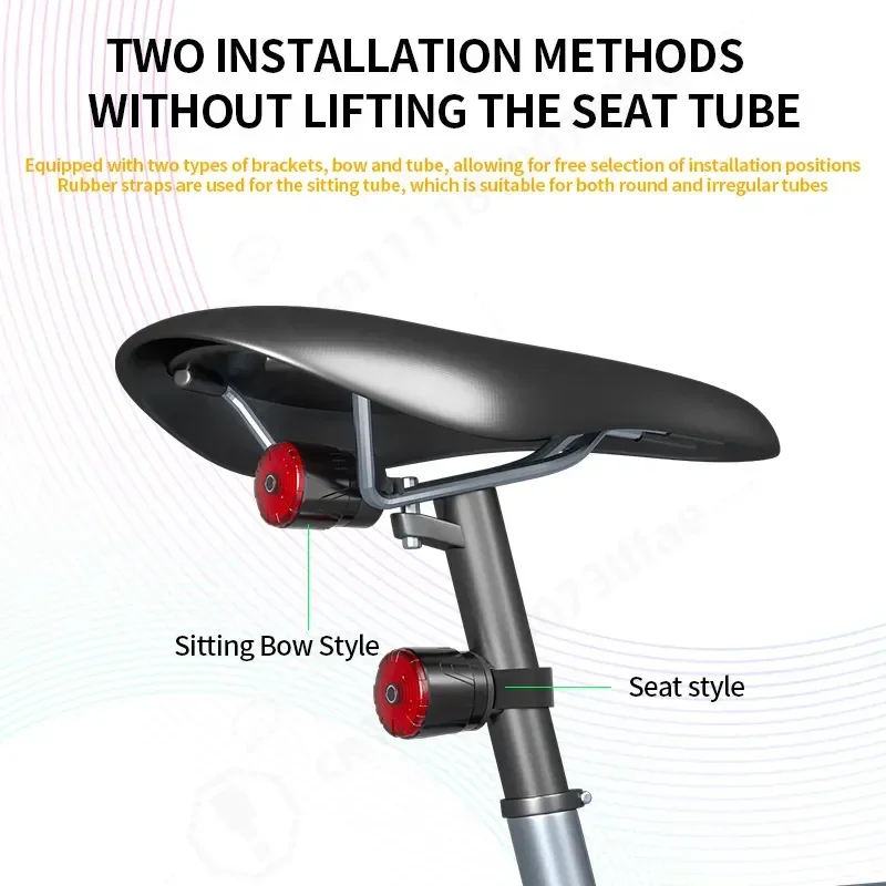 Intelligent Vibration Sensor LED Tail Light for Mountain Bike Night Riding Safety Warning Bicycle Rear Lamp