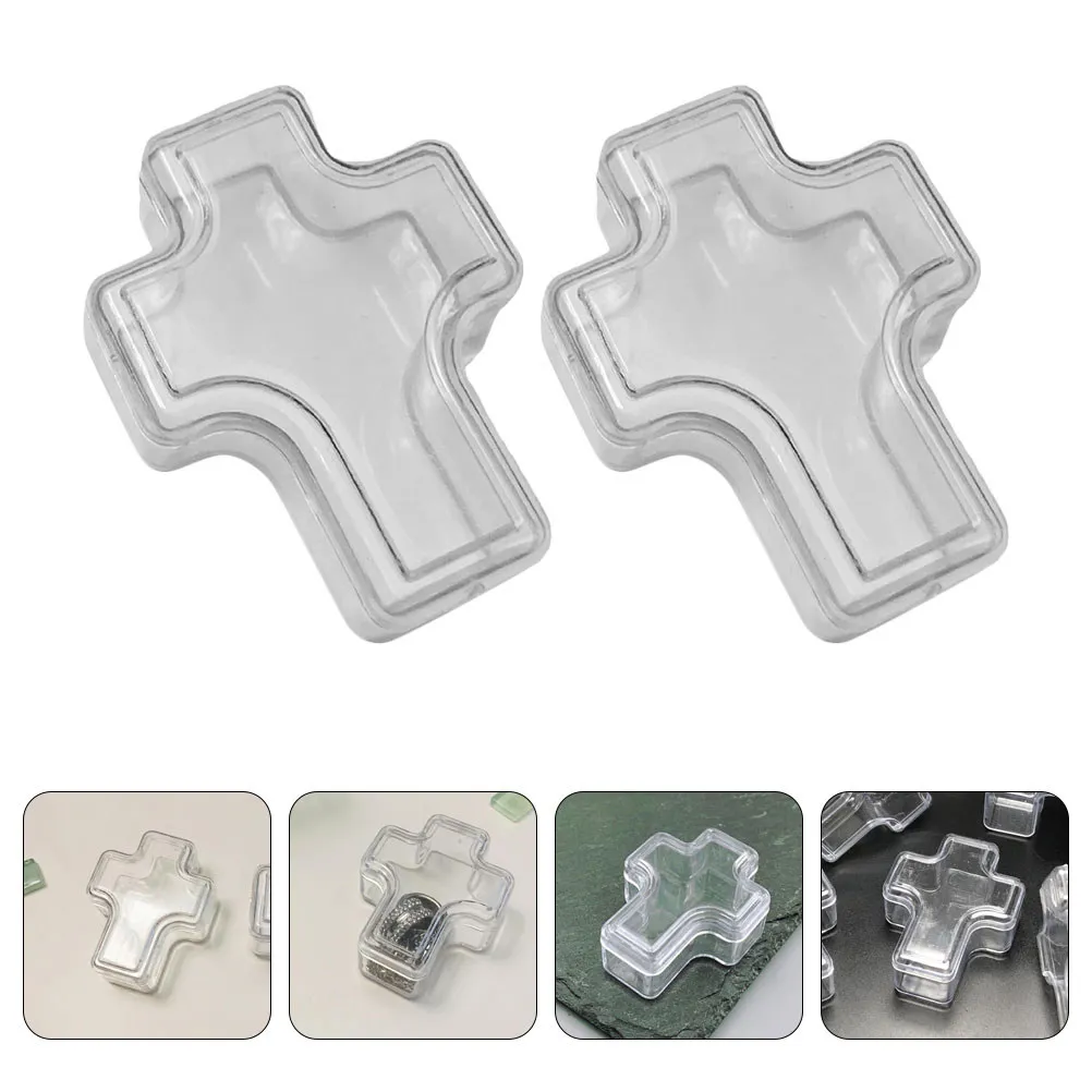15Pcs Clear Plastic Jewelry Storage Boxes Cross Shaped Organizer Boxes Protective Lid Jewelry Case Container Cross Box