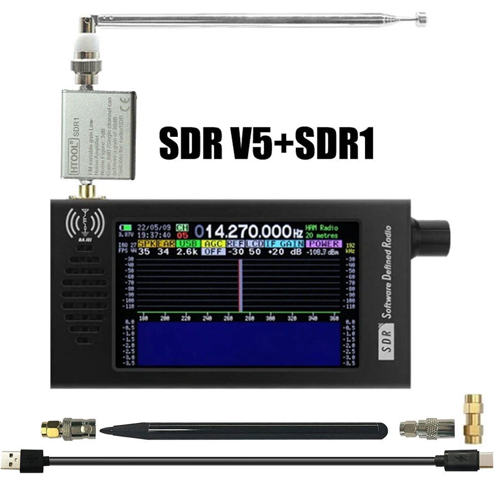 0.1-149MHz‌ SDR V5 Radio Digital Demodulation Shortwave FM MW SSB CW HAM Radio Receiver Tranceiver DSP SDR1 Signal Amplifier