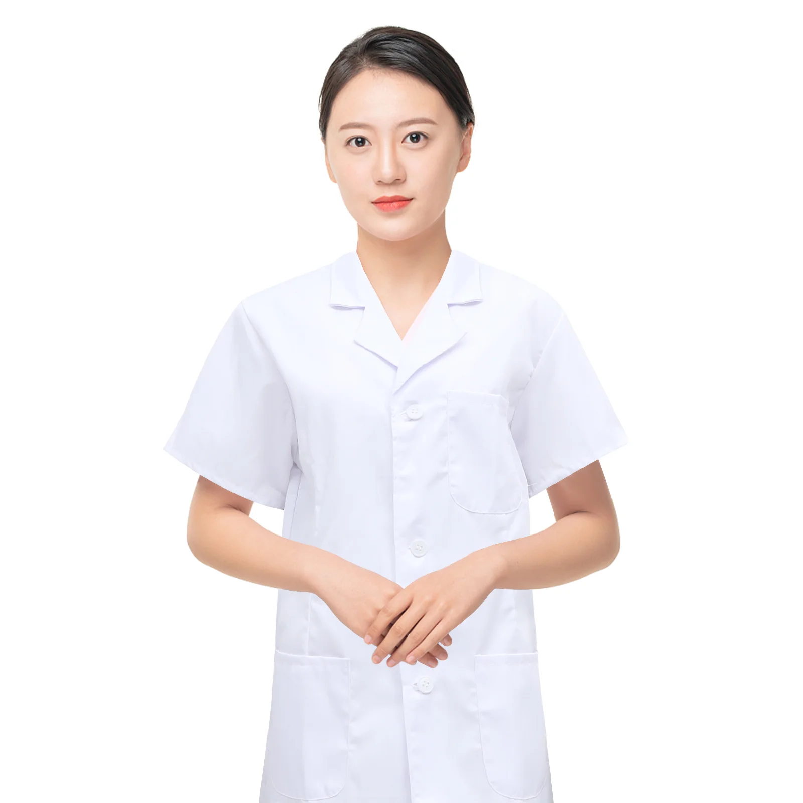 

Women's Nurse Uniform Short Sleeve White Gown Medical Uniform Halloween Cosplay Nurse Clothing - Size XL