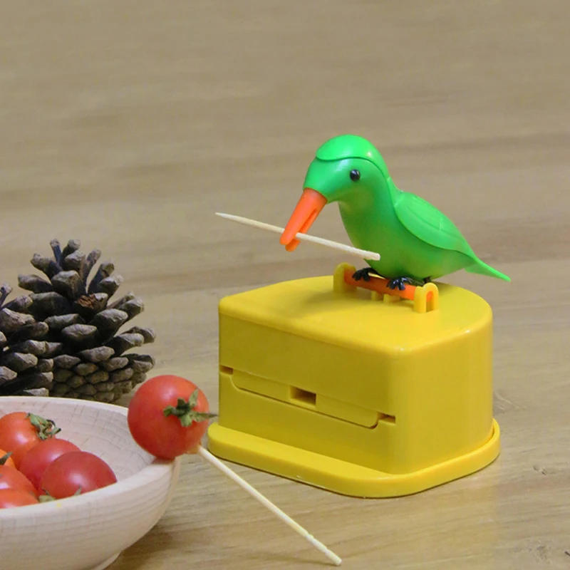 Creative Funny Bird Toothpick Box Automatic Rise Home Press Type Toothpick Bucket Intelligent Toothpick Tube Desktop Ornament