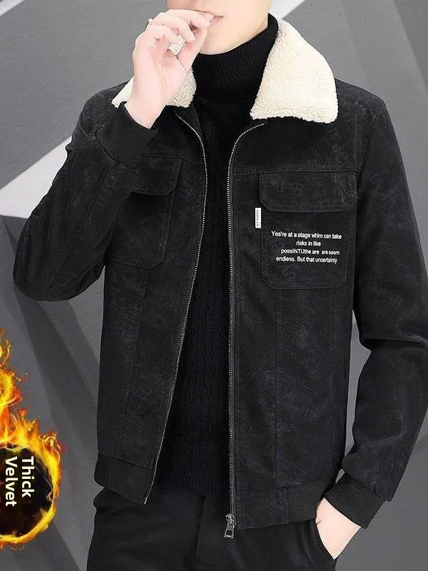 

Модная мужская зимняя куртка-косуха из искусственной кожи на флисовой подкладке, с длинными рукавами, на молнии, в городском стиле, приталенного кроя