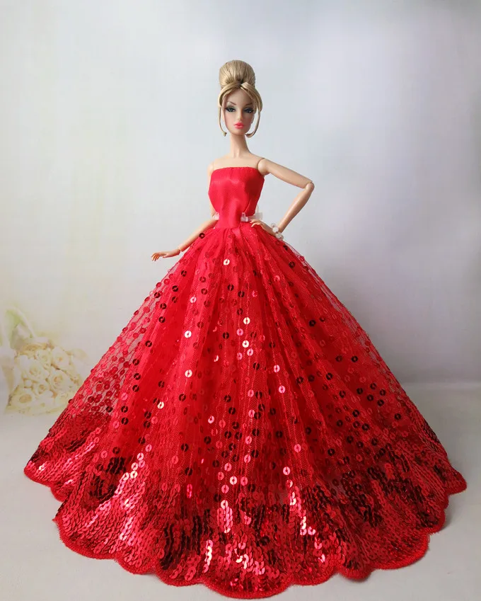 for red 30cm doll wedding dress