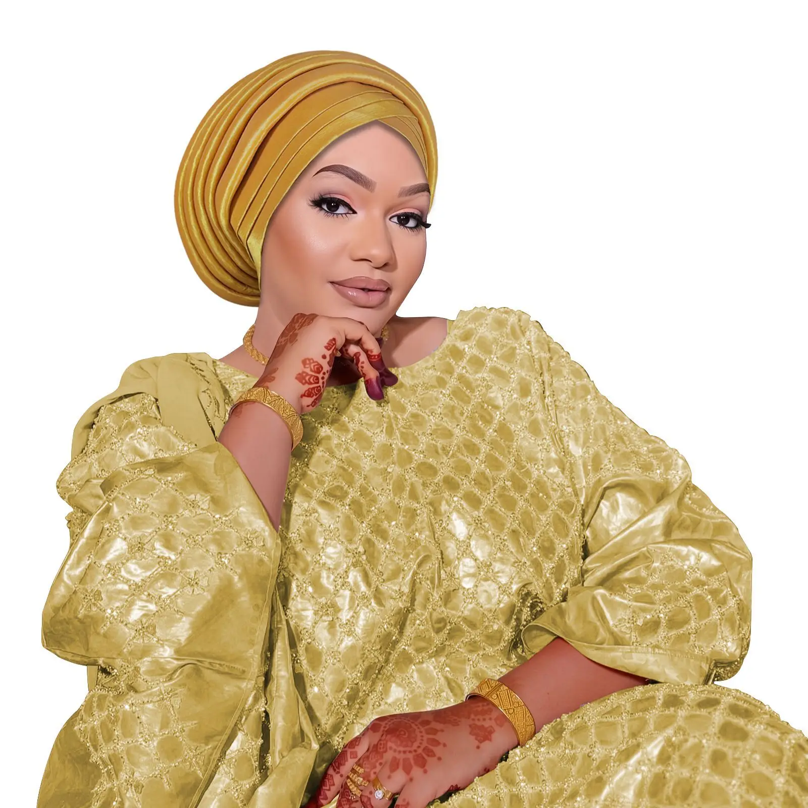 

Африканский головной убор Auto Gele, женские плиссированные повязки на голову, нигерийский свадебный головной убор для вечеринки, модный тюрбан, шапка, мусульманский хиджаб