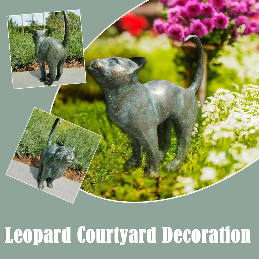 

Leopard Resin Handicraft Ornaments Courtyard Decoration Decorate Landscape Statue Garden Micro Cat Art Park E5I6