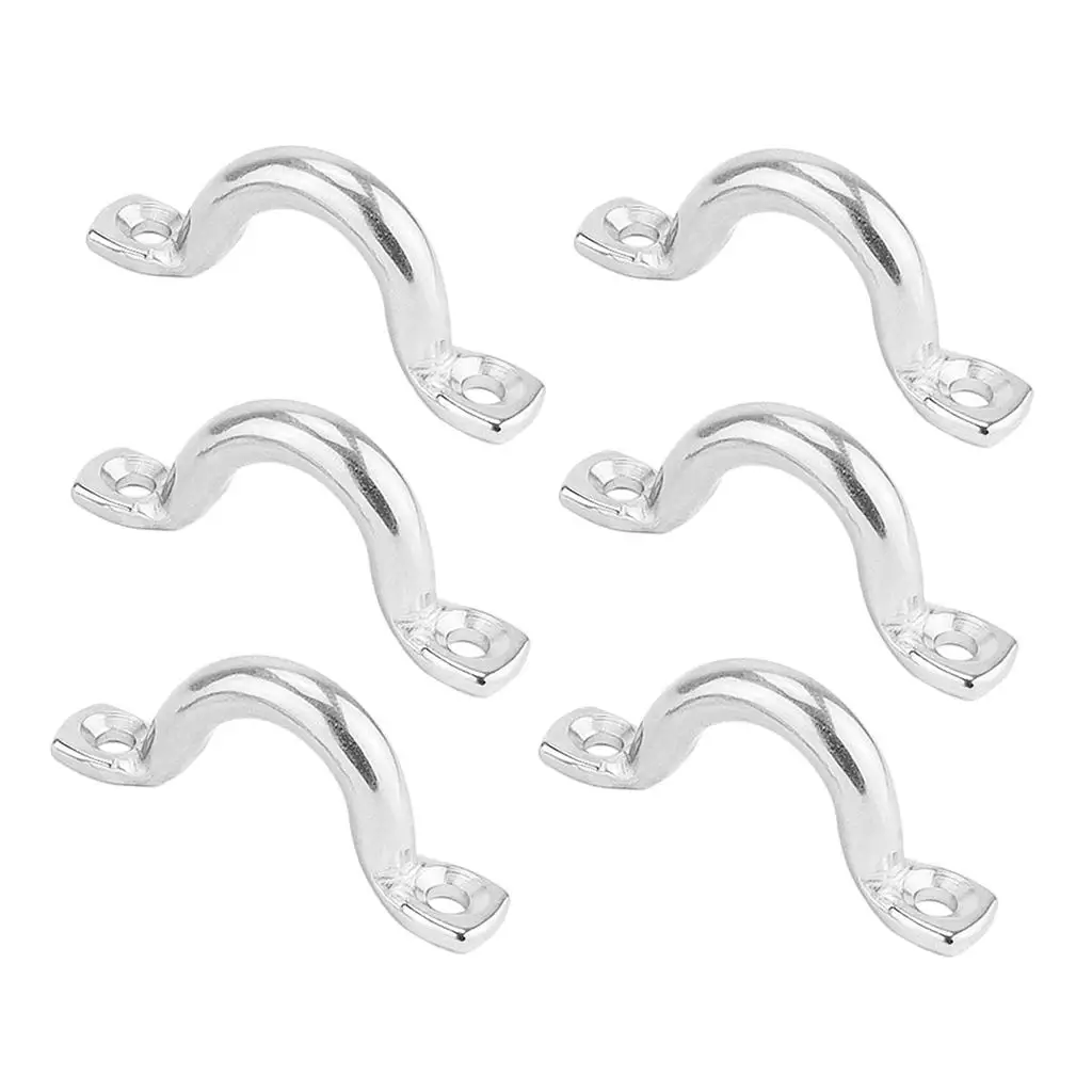 6Pcs 2'' Trailer Tie Loop Lashing Rope tie Horse Shape Tpye, Stainless Loop, Sturdy, Smooth And Polished  Silver Stainless Steel