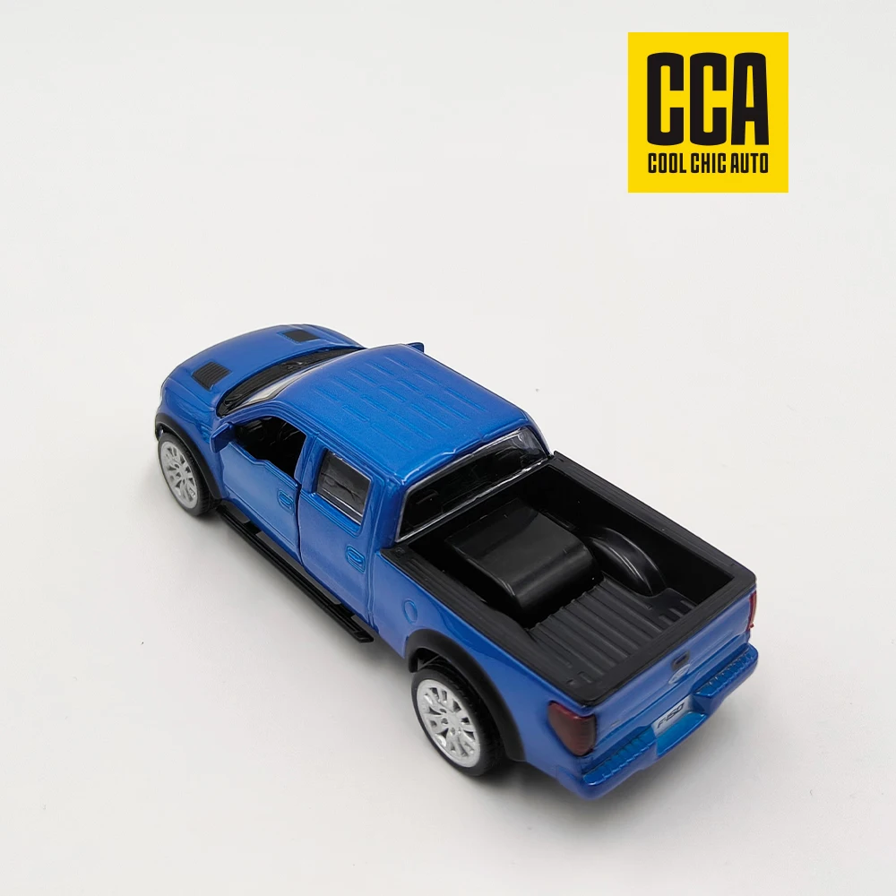 CCA a 1:52 blue Ford F-150 Raptor car model back car ornaments can open the door model car toys Christmas gift