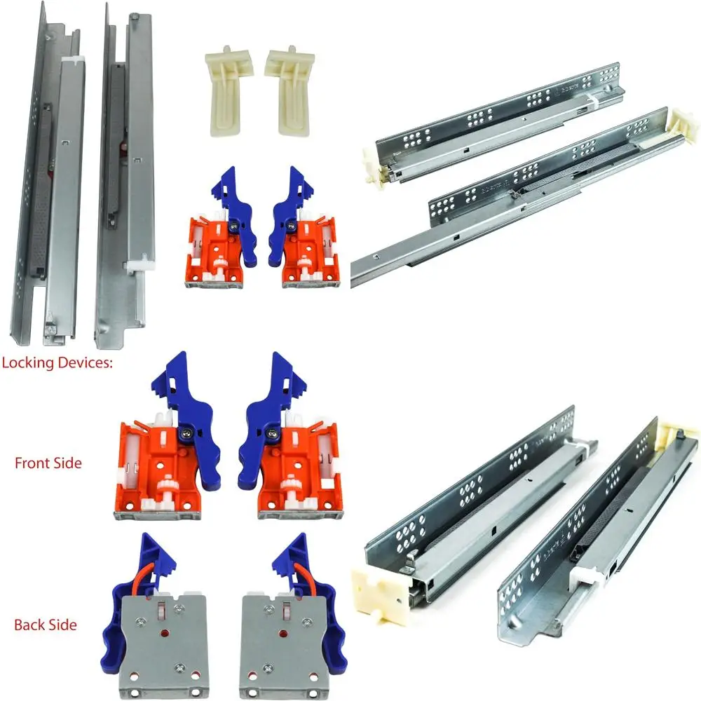 

12-дюймовые направляющие для ящиков с мягким закрыванием и фиксацией, грузоподъемность 100 фунтов, пластиковое заднее крепление, под крепление для плавной работы