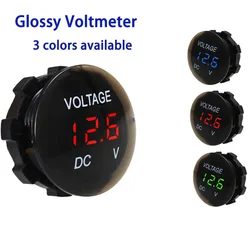 DC 4-30V Car Voltage Gauge LED Digital Display 12V 24V Waterproof Voltmeter Round Panel Voltage Meter Volt Detector Tester