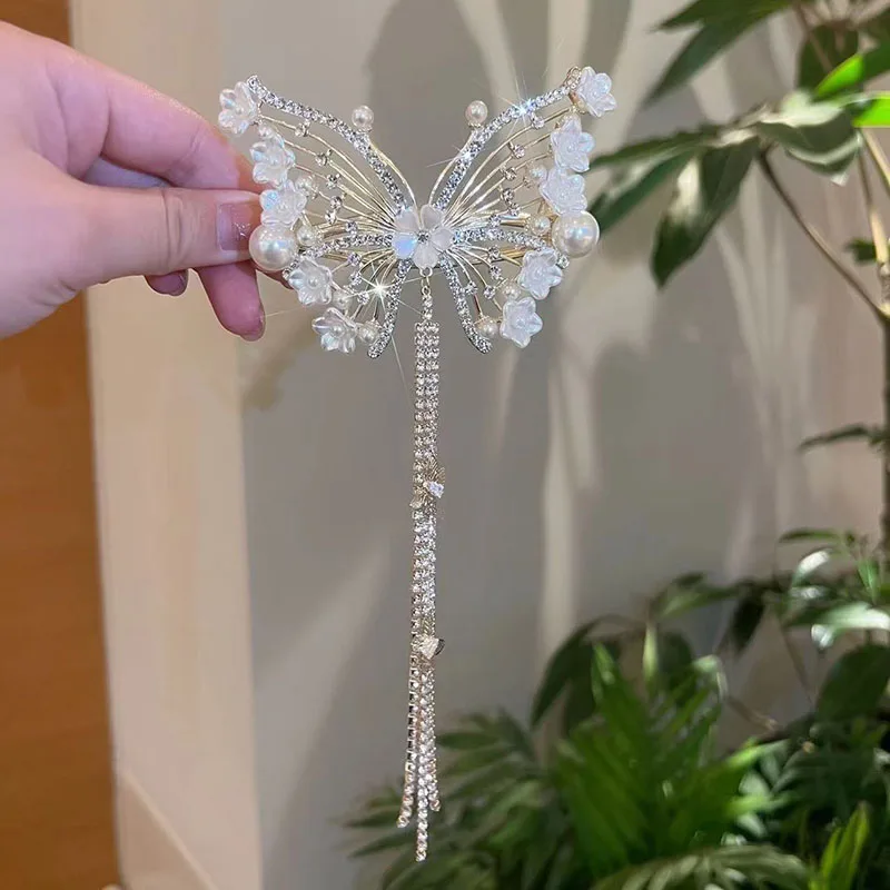 New Style Bell Orchid Flower Butterfly Tassel Hairpin Exquisite Retro Back Head Clip Twist Clip Style Hair Clip Hair Accessories