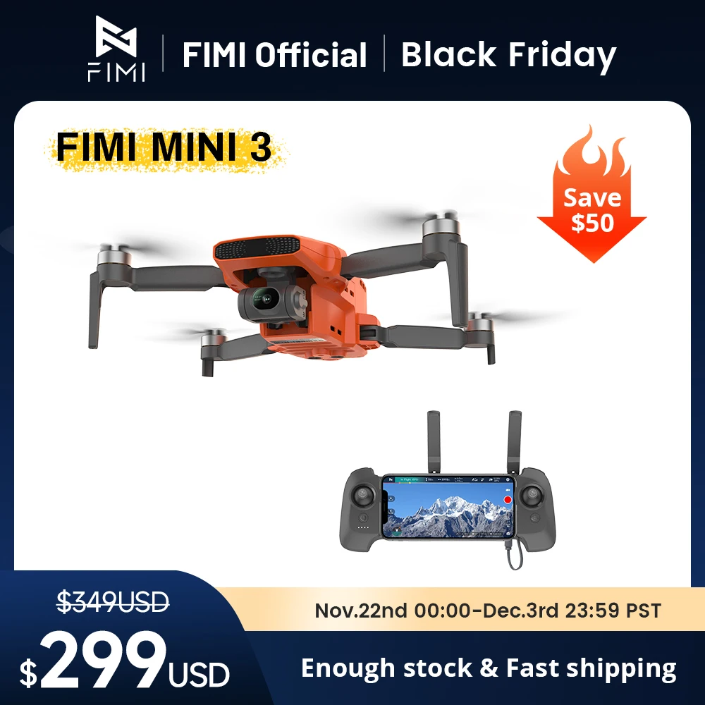 FIMI MINI 3 Camera 245g ultra-lightweight  4K 60fps AI Super Nignt professional drone 3-axis Gimbal Camera Auto Return mode 9km