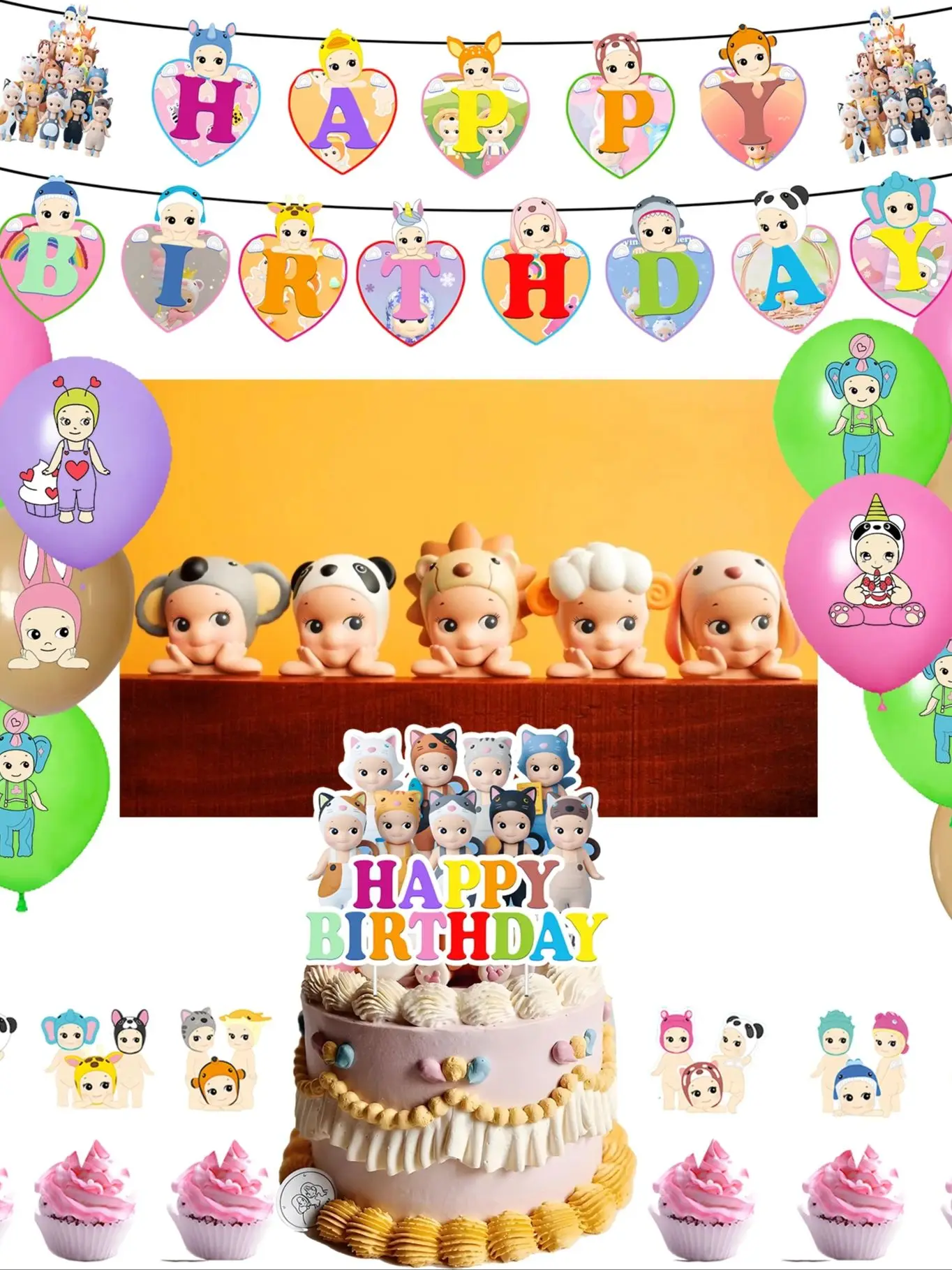 

Cartoon S-Sonny Angel Girl Boy Party Decor Set Digital Balloon Banner Background More For Birthday Or Baby Shower Ideal Gifts