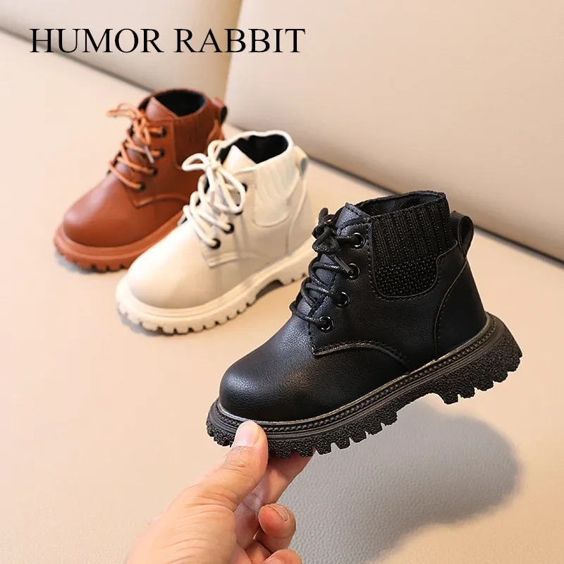 Outono inverno menino novas crianças sapatos para crianças botas meninos moda britânica botas de couro meninas botas curtas criança sapatos botas de tornozelo