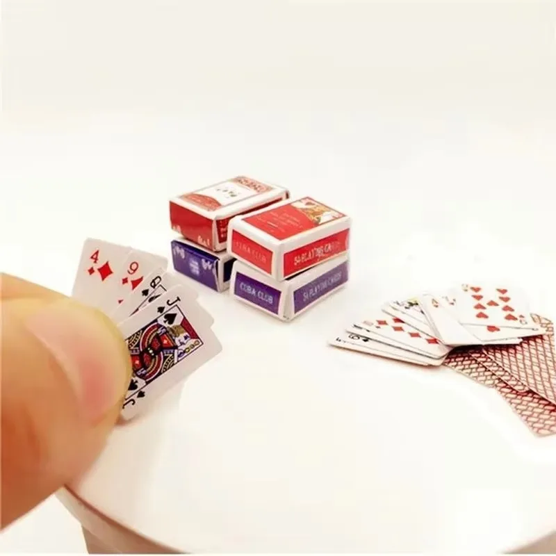 108 sheets Mini Cute 1:12 Dollhouse Miniatures Poker Home Decoration  Cards Playing Game for Doll