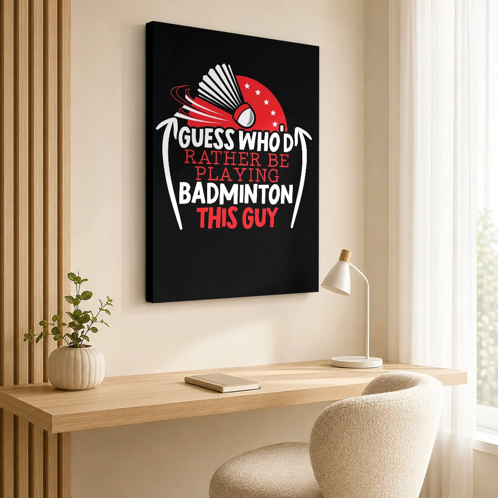 Badminton Player Canvas Print Poster Customized Sports Portrait Canvas Wall Art for Man Cave Decor Ready to Hang Gift for Fans