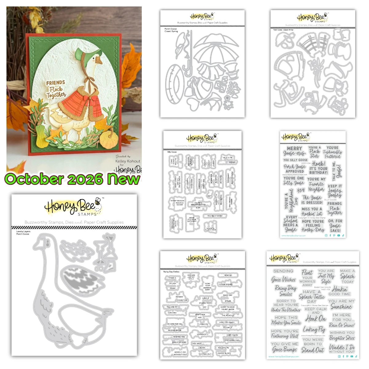 Honey Bee October 2026 New Silly Goose Rainy Day Smiles Metal Cutting Dies Stamp for DIY Handmad Card Scrapbook Album Decoration