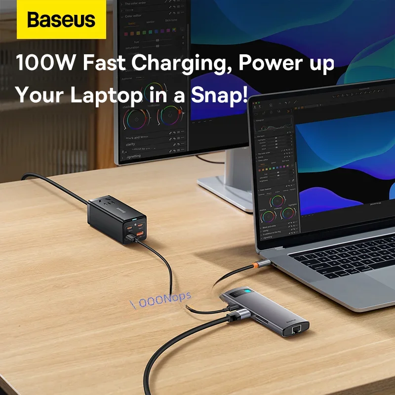 Baseus 4K 60Hz USB C Hub 3.1 USB Splitter Type C to HDMI-compatible USB Adapter RJ45 PD 100W Dock Station For Macbook Air Pro M2