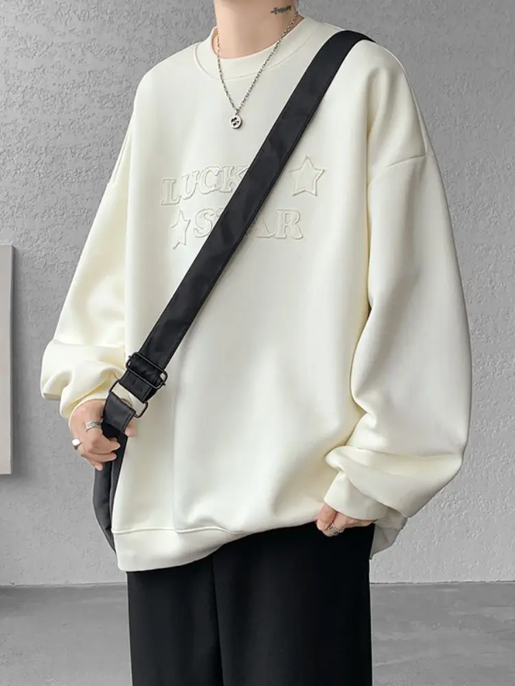 

Men's round Neck Sweatshirt Oversize Casual Spring Autumn Couple Outerwear Loose Fit Comfortable American Retro Style