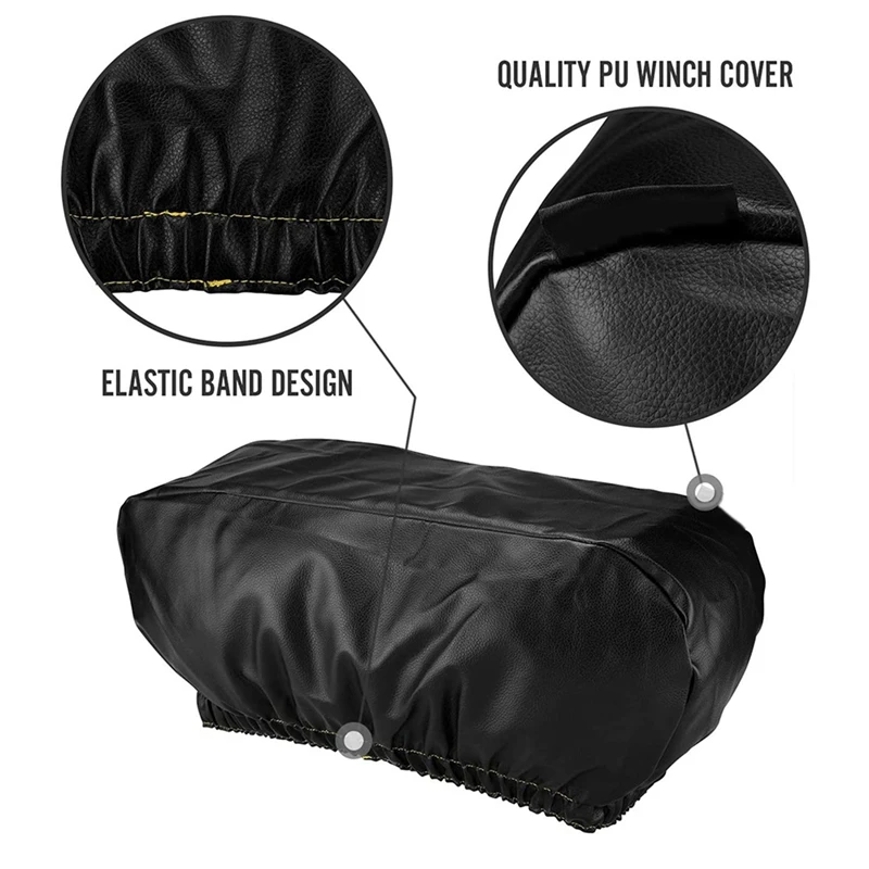 2X Winch Cover Heavy Duty Waterproof Winch Protection Cover Dust-Proof Universal For Up To 17500 Lbs