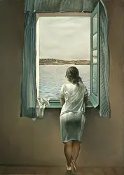 SALVADOR DALI Surrealism- Woman at the Window, Art Picture Print Silk Poster, Home Wall Decor