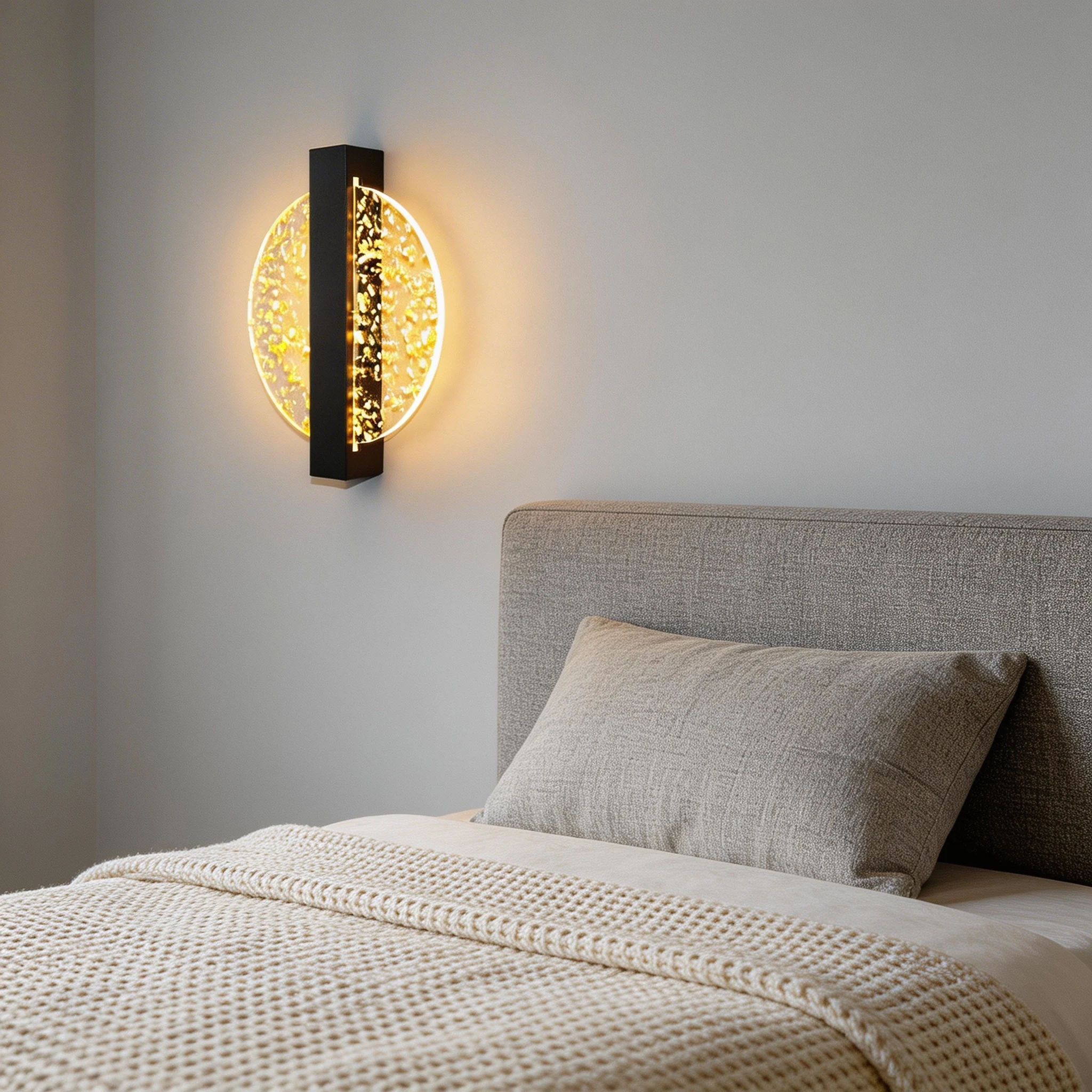 Modern Acrylic Wall Lamp, 3-Color Dimmable (3000K-6000K), LED Sconce with Metal Base for Bedroom, Living Room, Hallway