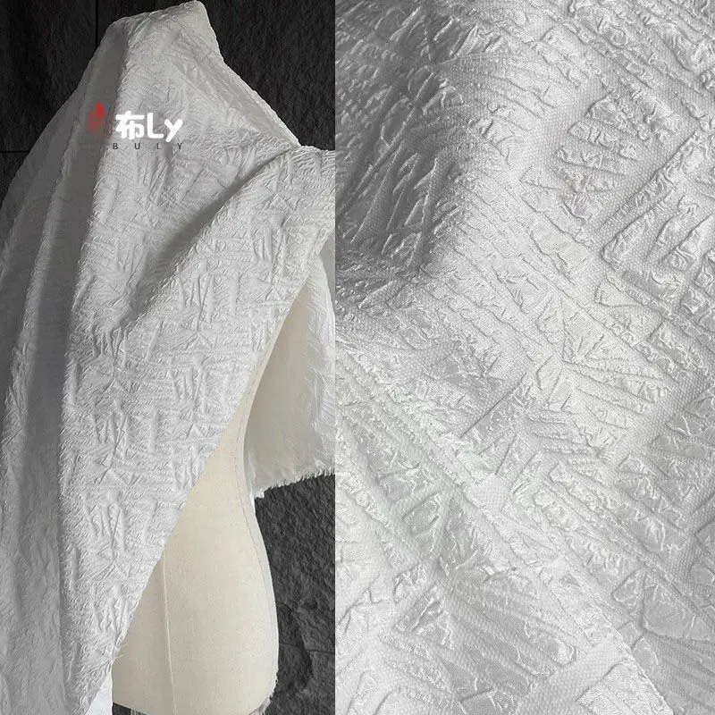 Irregular Geometric Jacquard 3D Textured Fabric for Designer High-end Creative Bag Pants Coat Material
