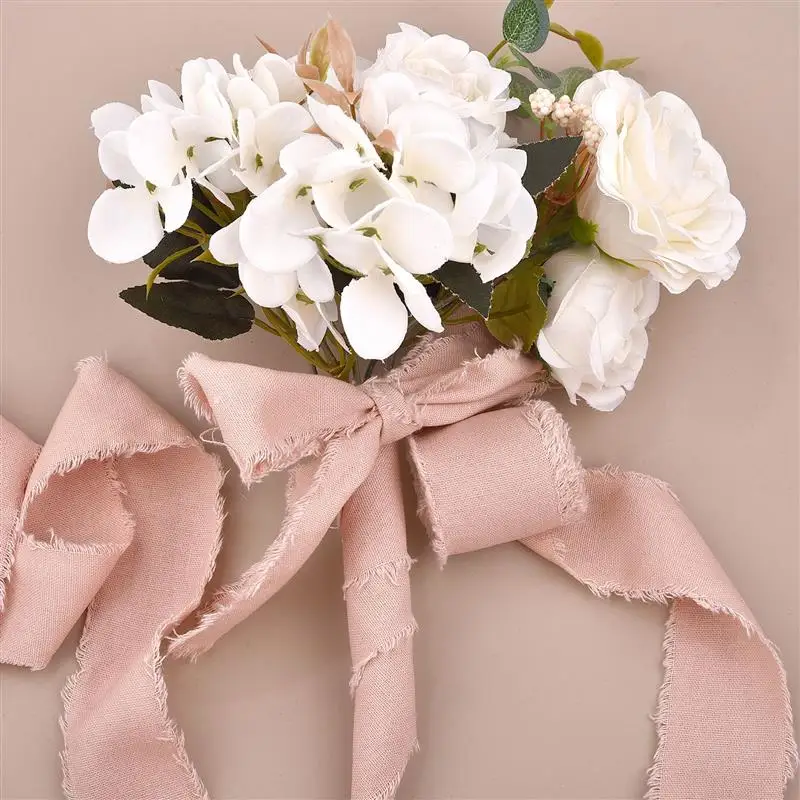 4CMx5M Linen Ribbon Frayed Cotton Linen Ribbon Fabric Craft For Gift Wrapping Wedding Invitations Bridal Bouquets Decoration