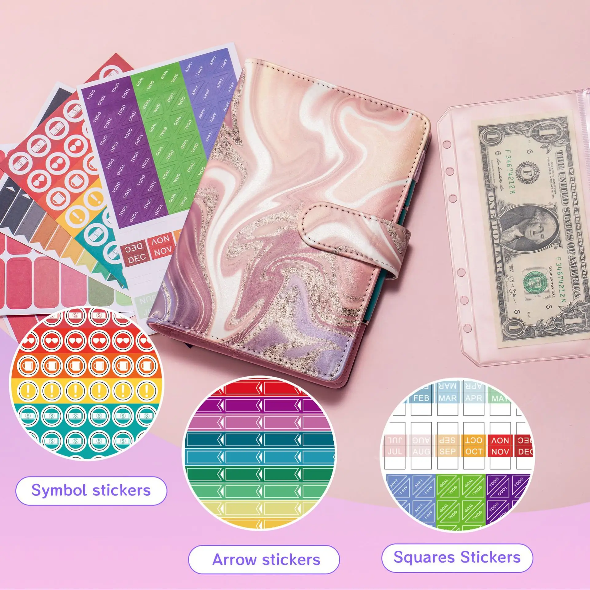 A6 Watercolor Printed Money Budget Plan Binder Zip envelope Cash envelope budget for money organizer budget binding