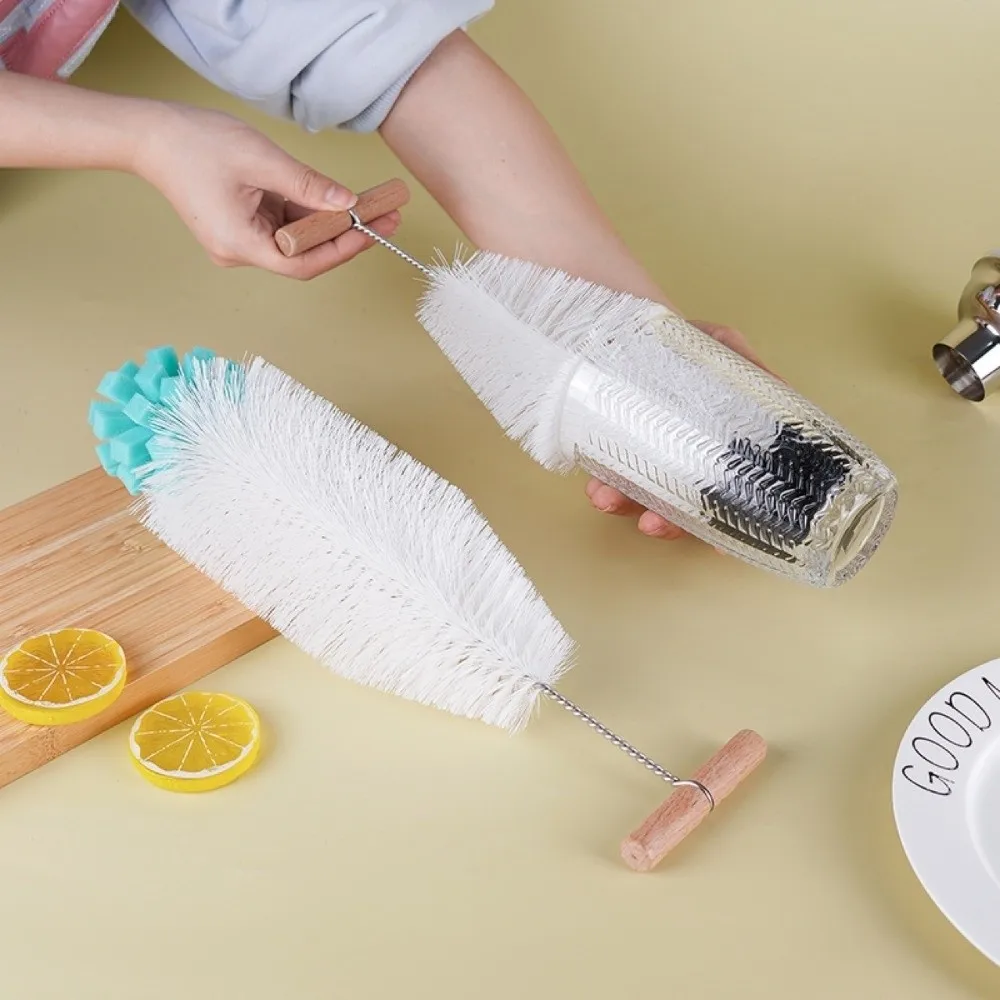 Flexible Long Handle Bottle Brush Cleaning Tool Glassware Cleaning Brush Sponge Brush Glass Jars