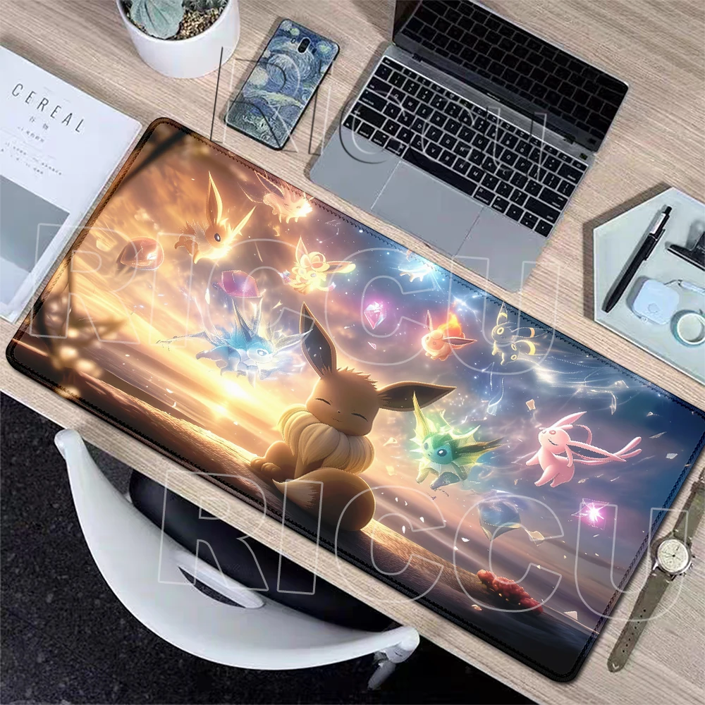Mauspads mit Pokemon-Eevee-Muster, Computer-Tastaturpads, rutschfester Gummiteppich, große Gaming-Zubehörpads, Lockedge-Schreibtischmatten
