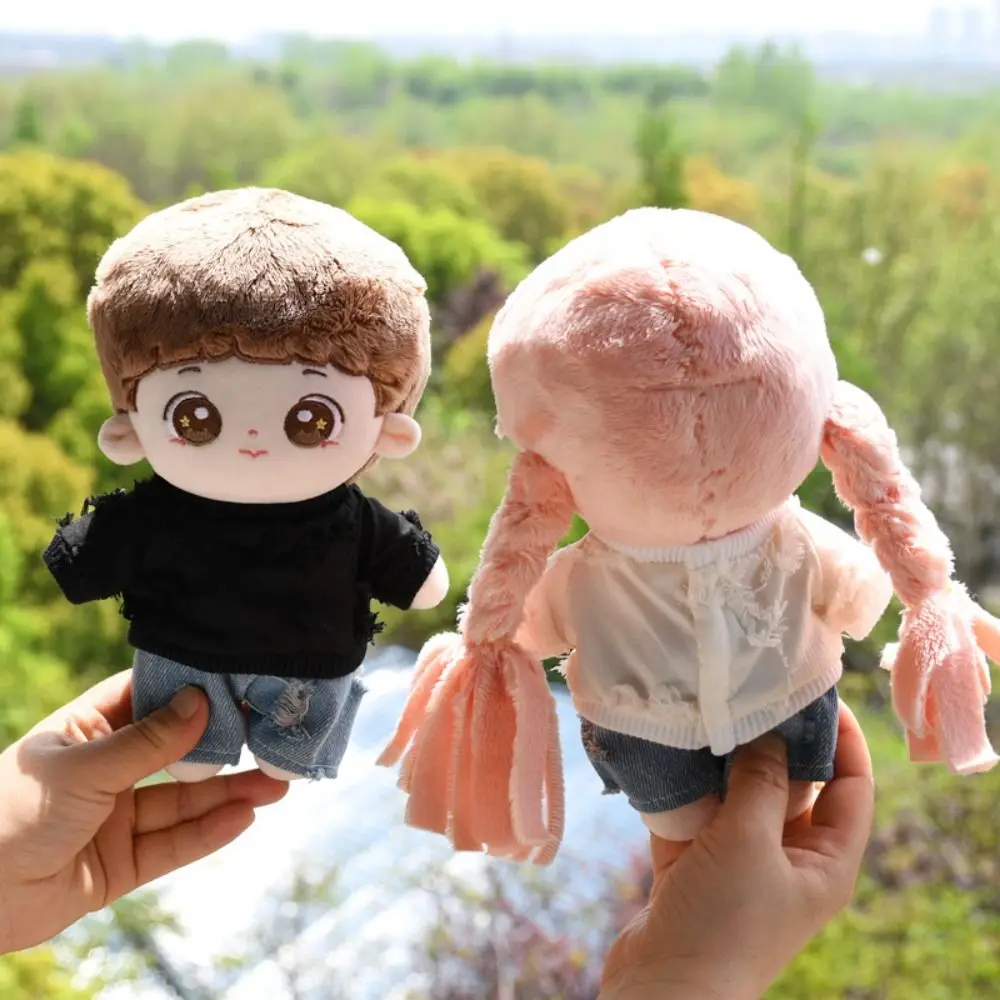 20cm Dolls Clothes Couples Dress DIY Doll T-shirt Pants Suit Cosplay Photo Props Mini Hoodies Trousers Set Cotton Stuffed Doll