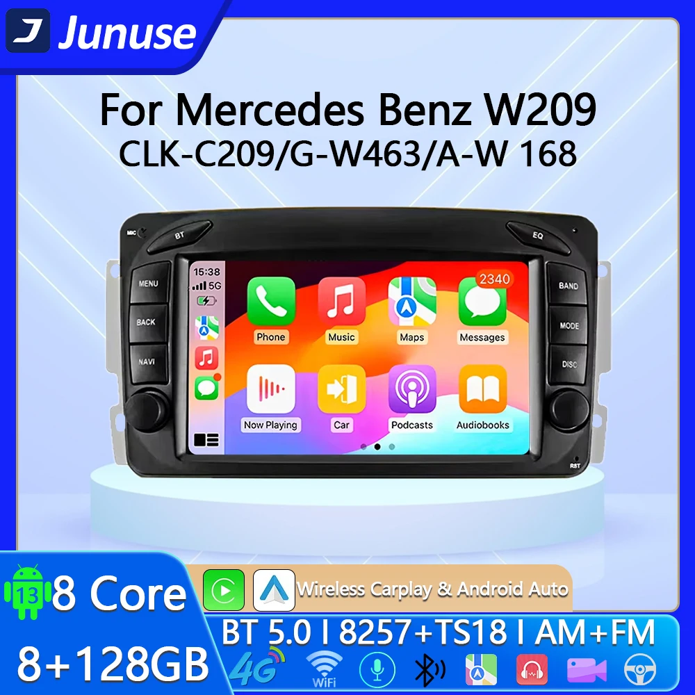 Junuse 7“ Andriod 13 Car Multimedia For Mercedes Benz W203 Vito W639 Vaneo CLK W209 W210 Car Radio Wireless Carplay GPS 4G WiFi