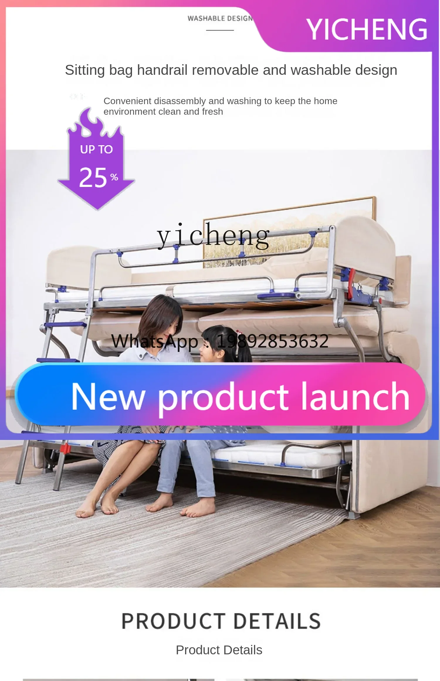 

A2-9 Sofa Bed Foldable Dual-Purpose Living Room Multi-Functional up and down Bunk Bed Study and Bedroom Folding Bed