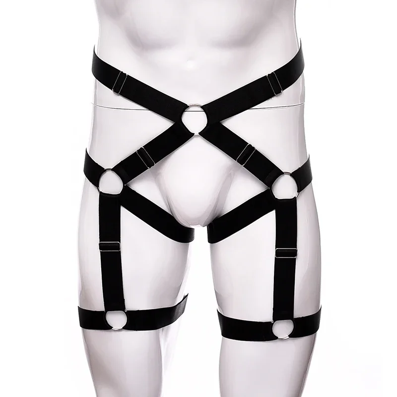 

Fashion Male Garter Elastic Adjust Bondage Body Harness Leg High Waist Garter Belt Sexy Underwear Men Goth Rave Body Cage