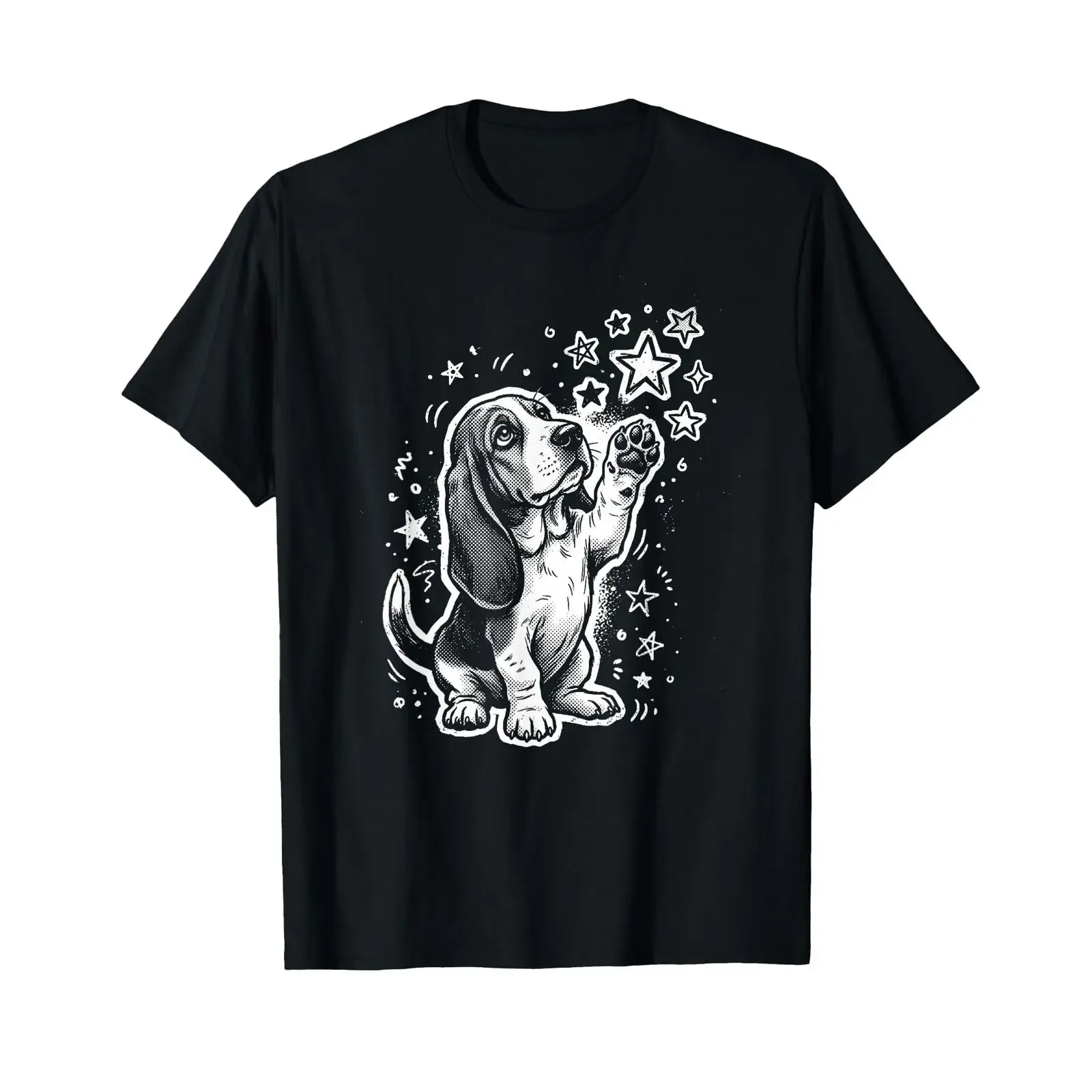 Basset Hound Puppy Stars J2K Silly Grunge Vintage T Shirt vintage Washed Soft Stylish Comfortable Breathable