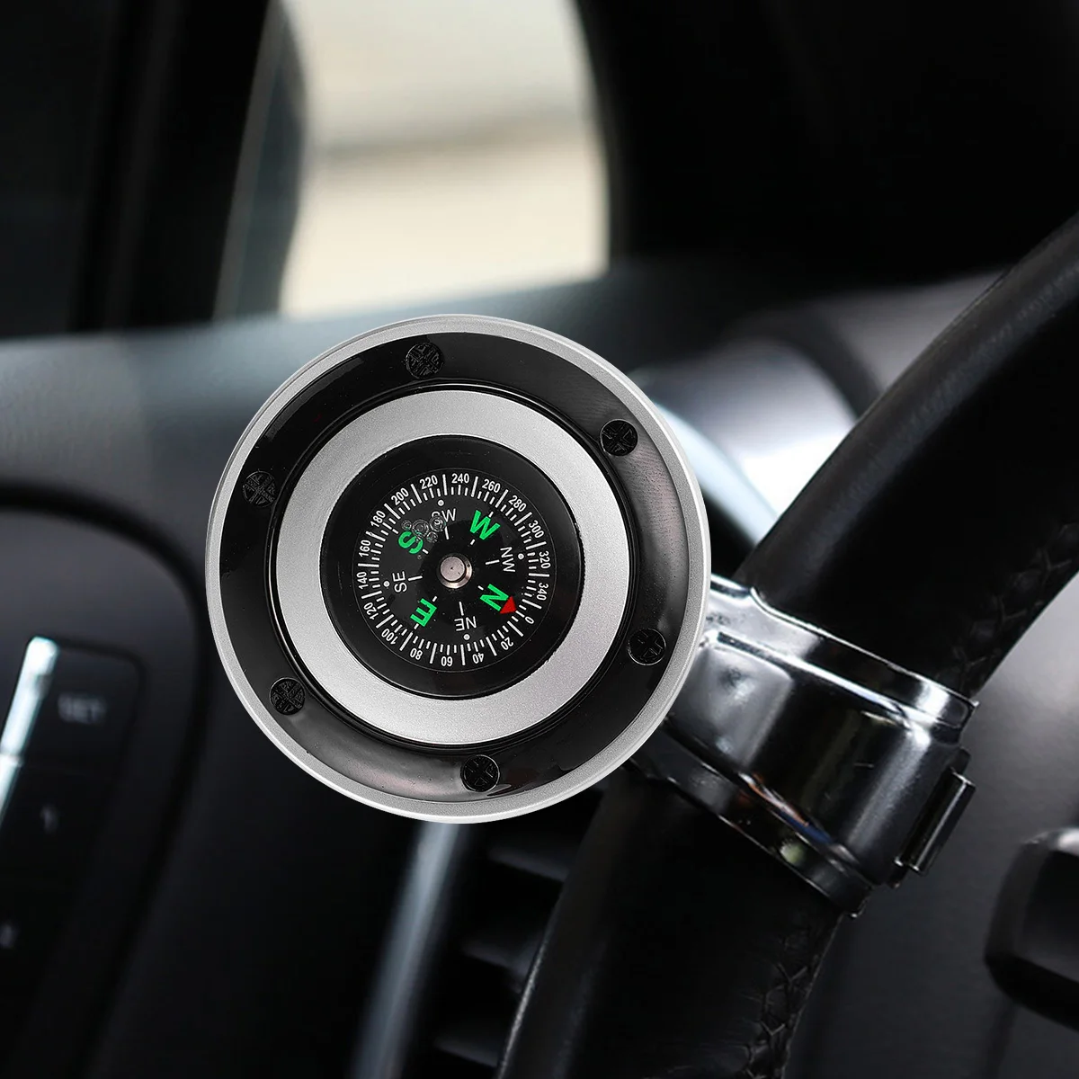 

Steering Wheel Knob Handle Universal Alloy ABS Durable Practical Use Easy Install Rubber Protection Car Interior