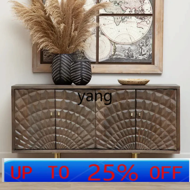 

LMMAmerican Style Solid Wood Carved Entrance Cabinet Modern Minimalist Storage Shoe Cabinet