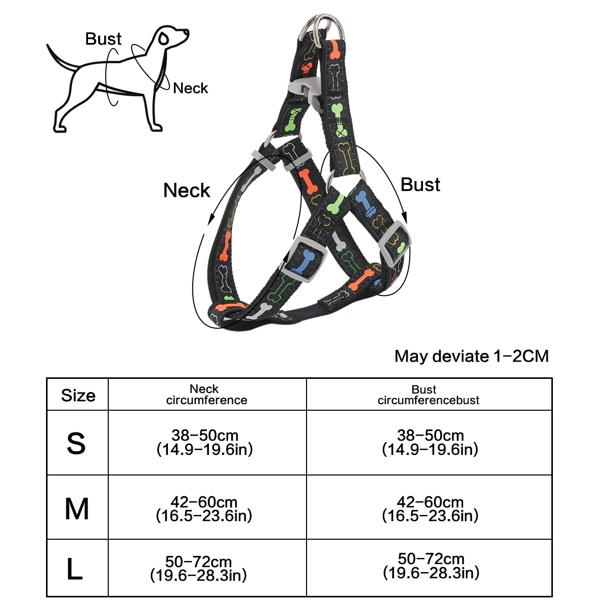 1PC Colorful Bone Tripod Pet Dog Harness For Indoor And Outdoor Use