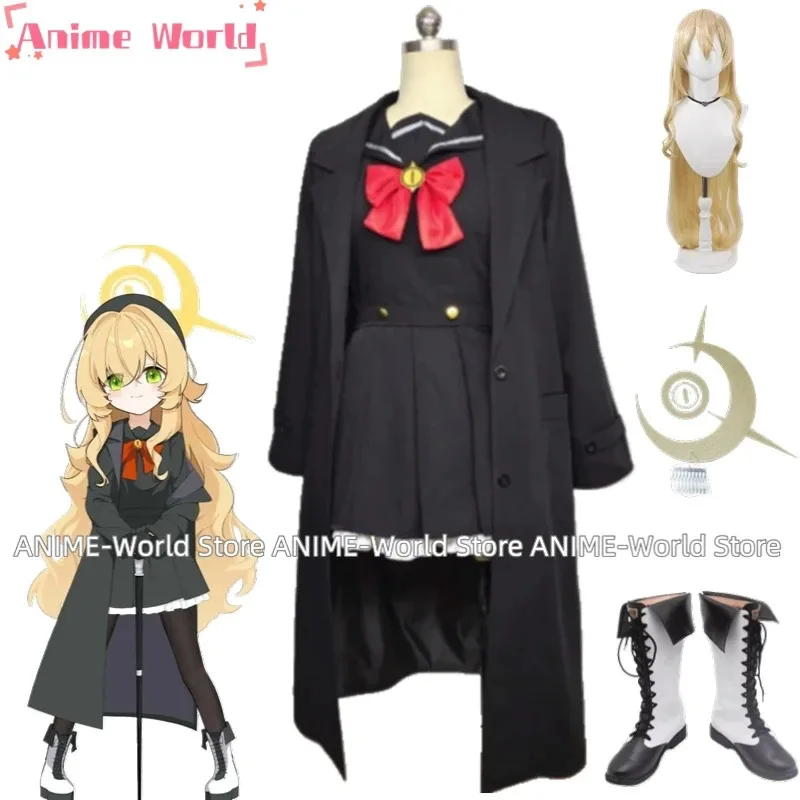 

《Custom Size》Game Game Blue Anime Archive Cosplay Niyaniya Professor Costume Halloween Boots Uniform Clothing Wig Shoes Headwear
