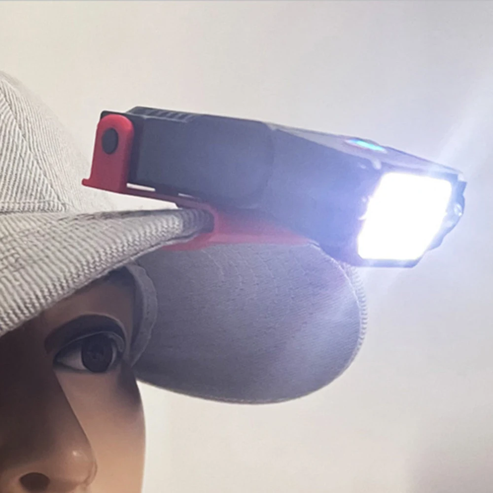 

USB Rechargeable Head-mounted Flashlight LED Induction Hat Clip headlamp Powerful Fishing Cycling Spotlight Head Lamp