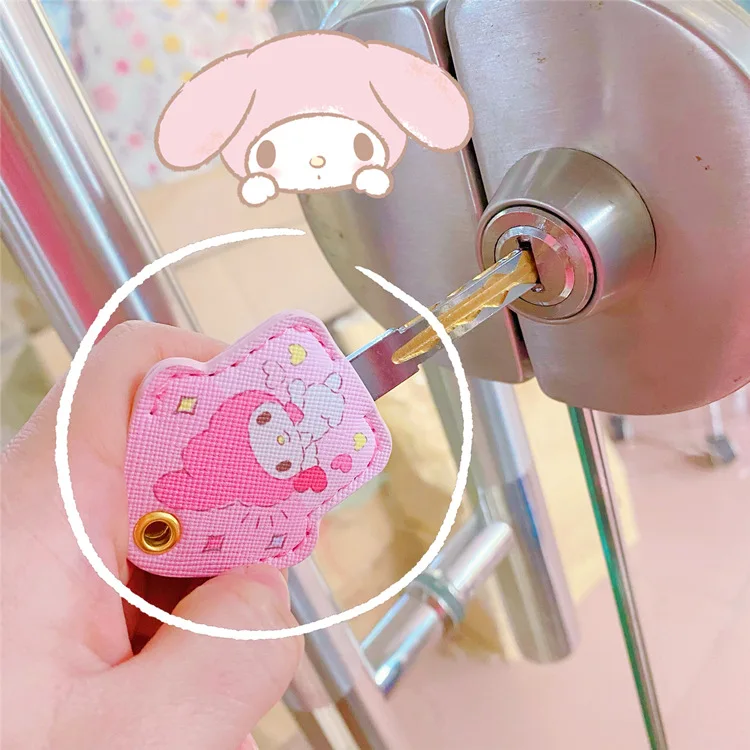 Kawaii Hello Kitty Keychain Sanrio Anime Cartoon Melody Kuromi Cinnamoroll Toys Cute Pendant Dolls Car Key Cover Ring Girl Gift