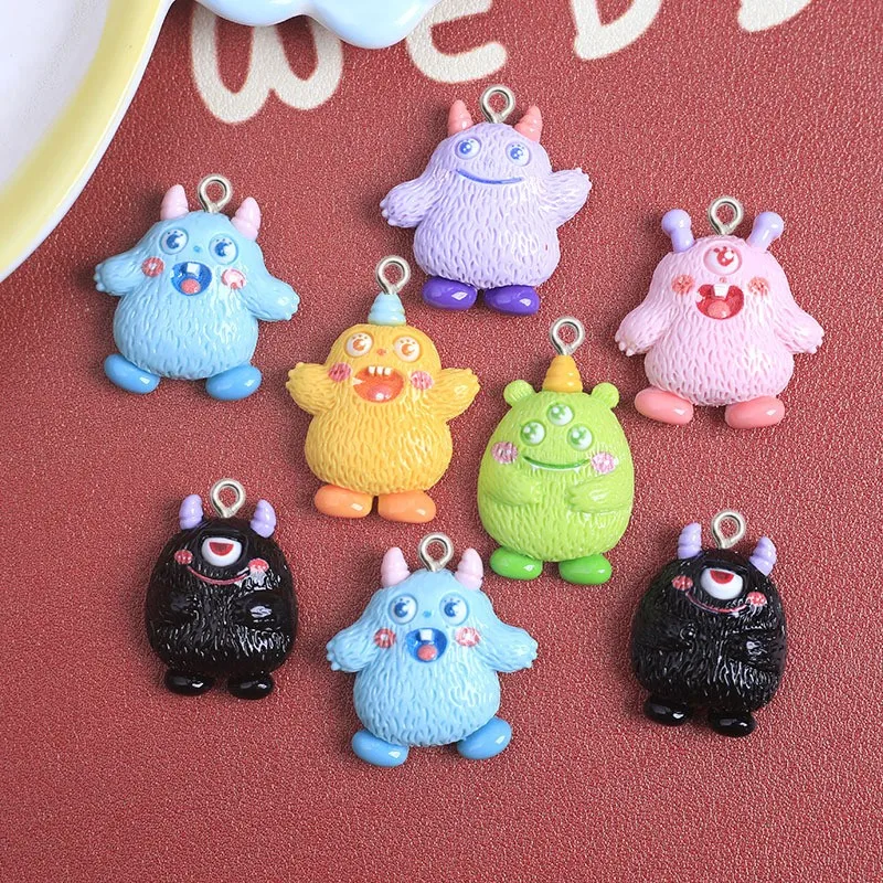 10Pcs Cartoon Cute Resin Charms For Jewelry Making Funny Keychain Bracelet Flat Back Decor DIY Earrings Necklace Crafts Pendants