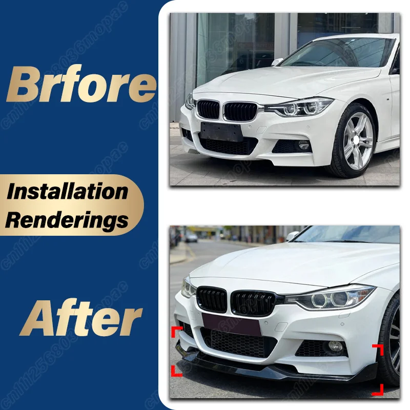 For BMW 3 Series F30 F35 2013 2014 2015 2016 2017 2018 2019 Car Front Bumper Spoiler Lip MAD Style Front Chin Spoiler Body Kit